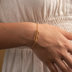 Double Heart Name Bracelet – Personalized Two Name Bracelet in Gold – Custom Couple Bracelet by Jeluxa