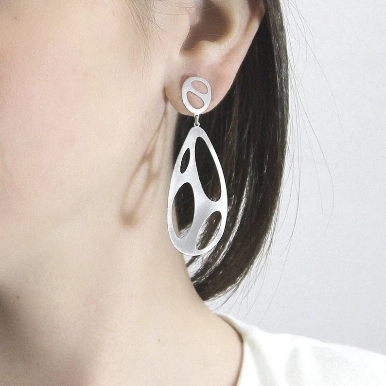 Double Drop Long Minimal Earrings