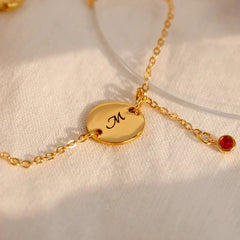 Drop Birthstone Initial Coin Anklets