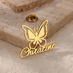 Elegant Custom Butterfly Brooch with English Name