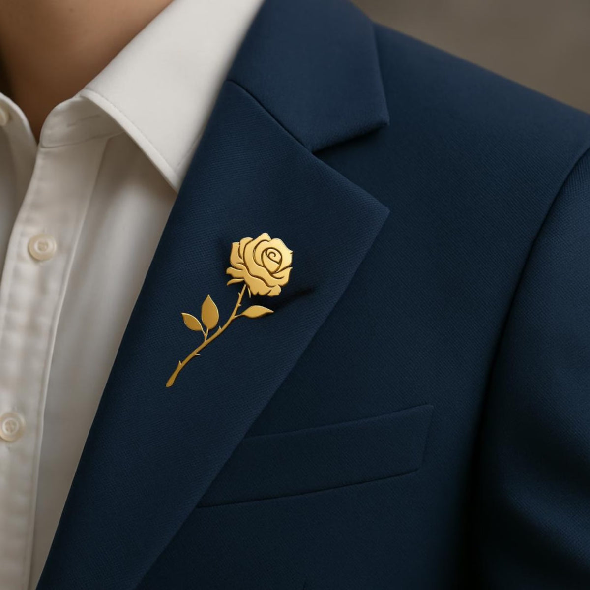 Elegant Golden Rose Brooch for Blazer