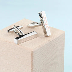 Engraved Special Coordinates Bar Cufflinks