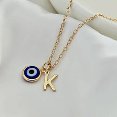 Evil Eye Initial Letter Necklace