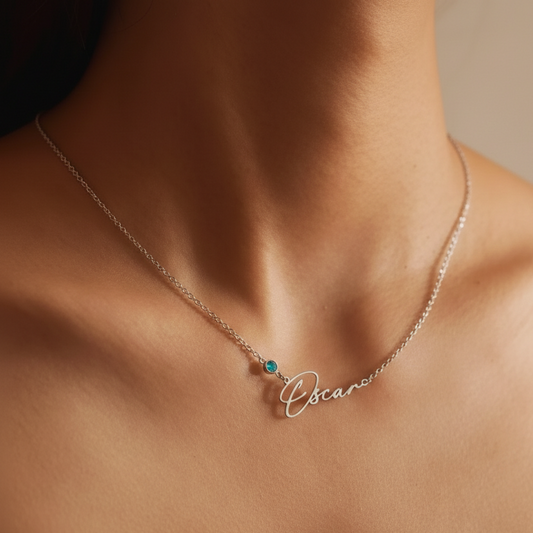 Custom Handmade Birth Stone Name Necklace