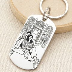 Personalized Double Sided Engraved Photo Keychain