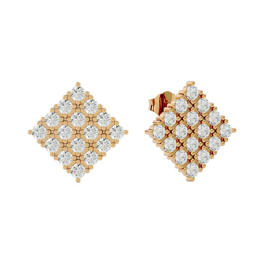 Geometric Grid Square Cluster Diamond Studs