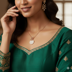 Ginger T-Bar with Pave Crystal Circle Pendant Necklace