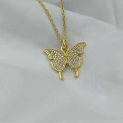 Gold Plated Diamond Butterfly Pendant