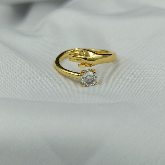 Handcraft Gold Plated Diamond Hug Ring For Women