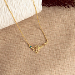 Custom Handmade Birth Stone Name Necklace - Gift For Woman By Jeluxa