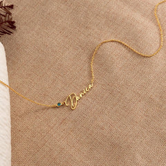 Custom Handmade Birth Stone Name Necklace - Gift For Woman By Jeluxa