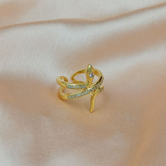 Handmade Gold-Plated Diamond Snake Ring