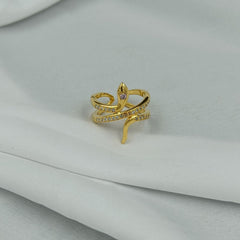 Handmade Gold-Plated Diamond Snake Ring