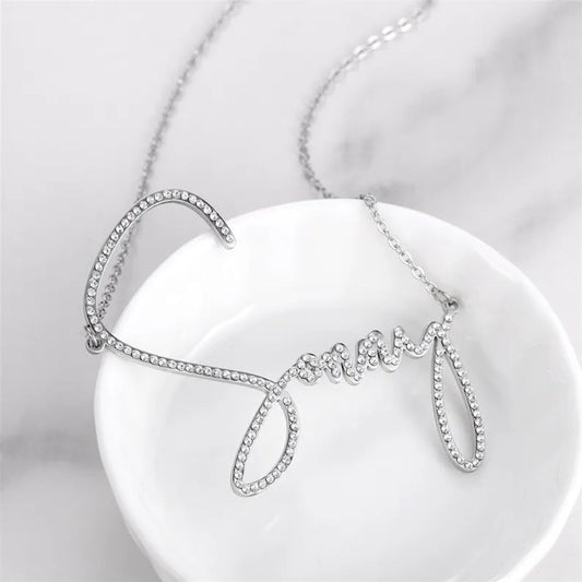 Custom Signature Style Diamond Name Necklace