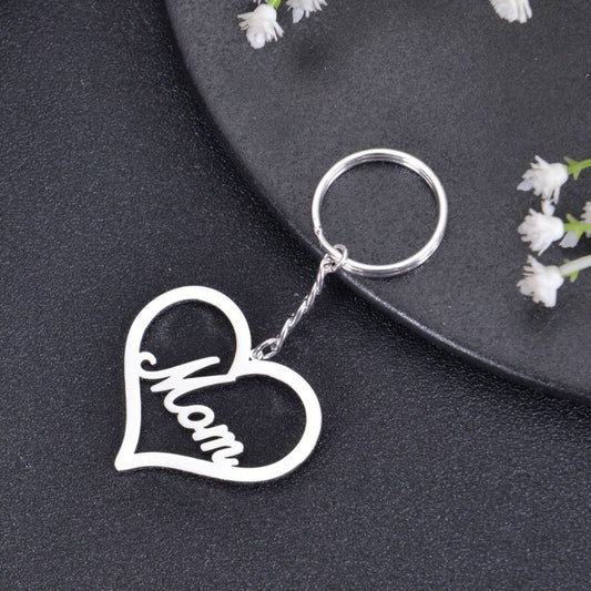Personalized Heart Name Keychain Heart Key rings with Name