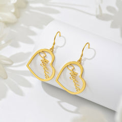 Jeluxa Custom Minimalist Heart Name Earrings | Personalized Jewelry Gift for Her & Mom