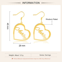 Jeluxa Custom Minimalist Heart Name Earrings | Personalized Jewelry Gift for Her & Mom