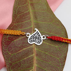 Shree Ganesha Engraved Silver Rakhi-Soft Cotton Thread Rakhi