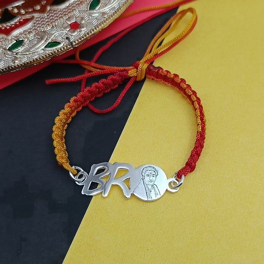 Sterling Silver Bro Rakhi With Brother Photo Engraved