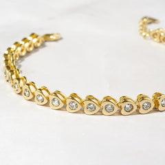 Jeluxa 18K Gold Plated Heart Tennis Bracelet with Sparkling CZ Stones