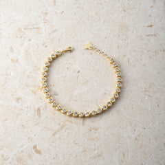 Jeluxa 18K Gold Plated Heart Tennis Bracelet with Sparkling CZ Stones