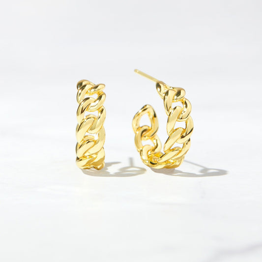 Jeluxa 925 Sterling Silver Gold Plated Chunky Hoops