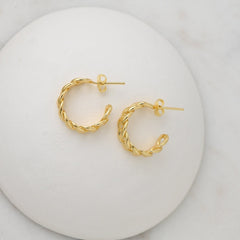 Jeluxa 925 Sterling Silver Gold Plated Chunky Hoops