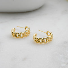 Jeluxa 925 Sterling Silver Gold Plated Chunky Hoops