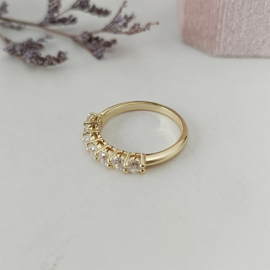 Jeluxa Dainty Half Eternity Ring – Gold Band with Cubic Zirconia