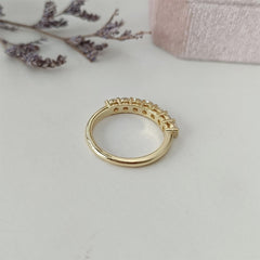 Jeluxa Dainty Half Eternity Ring – Gold Band with Cubic Zirconia