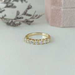 Jeluxa Dainty Half Eternity Ring – Gold Band with Cubic Zirconia