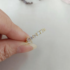 Jeluxa Dainty Half Eternity Ring – Gold Band with Cubic Zirconia