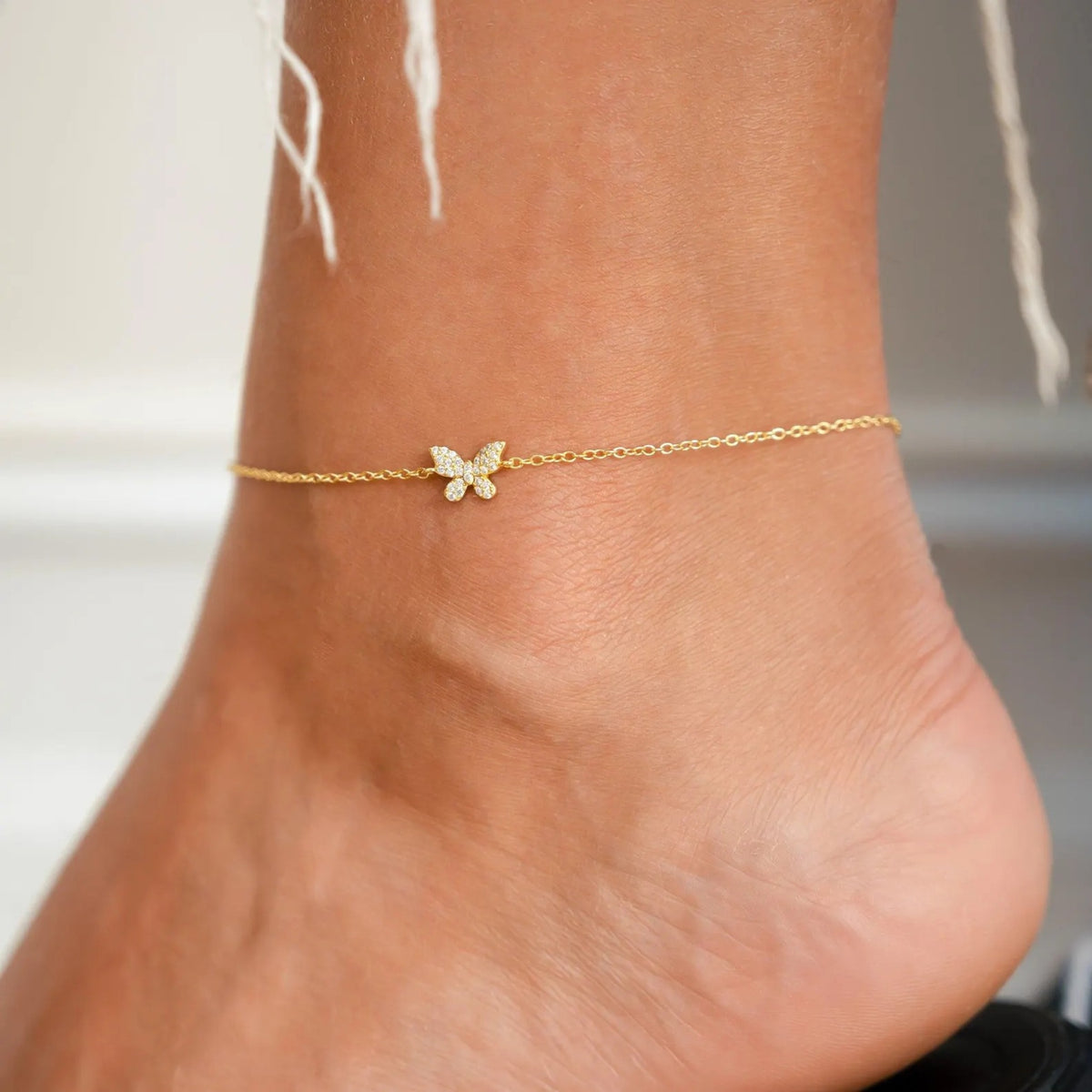 Jeluxa Delicate Butterfly Anklet – 925 Sterling Silver CZ Dainty Ankle Bracelet