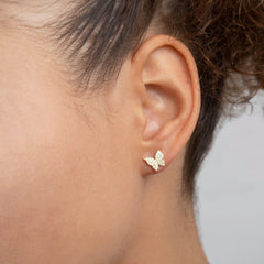 Jeluxa Elegant Butterfly Stud Earrings – 18K Gold Plated with CZ Stones