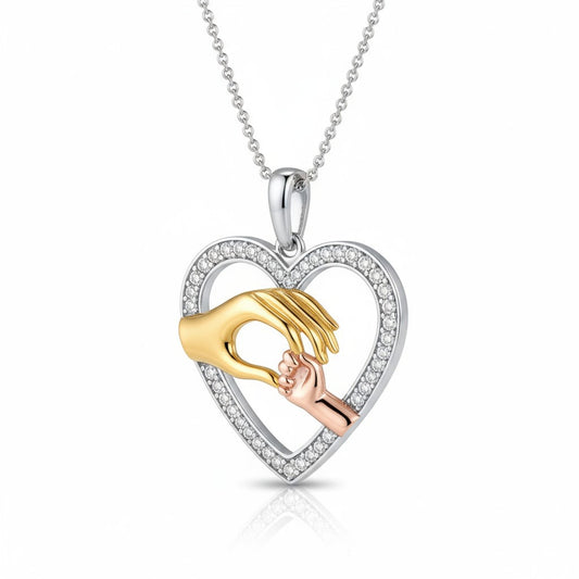 Holding Hand Heart Necklace for Mom
