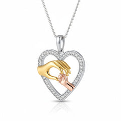 Holding Hand Heart Necklace for Mom