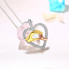 Holding Hand Heart Necklace for Mom