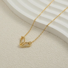 Jeluxa Personalized Interlocking Name Necklace – Custom Engraved Pendant with CZ Stones