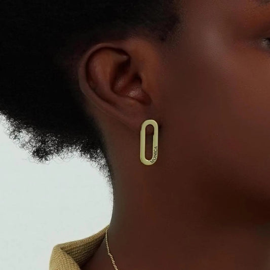 Jeluxa Personalized Paperclip Name Stud Earrings