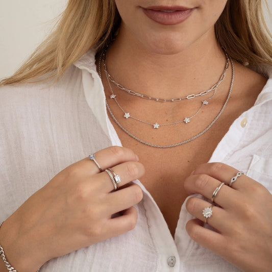 Jeluxa Sparkling Flower Chain Necklace for Women