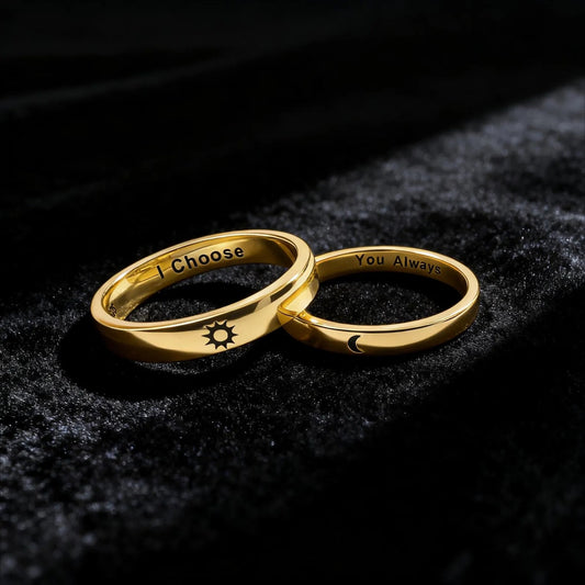 Jeluxa Sun & Moon Couple Rings – Promise Rings for Couples