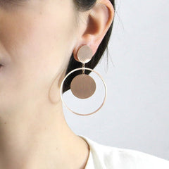 Large Silver Disc Minimal Earrings