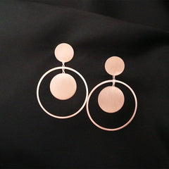 Large Silver Disc Minimal Earrings