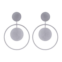 Large Silver Disc Minimal Earrings