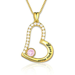 "Love You Mom" Birthstone Diamond Necklace