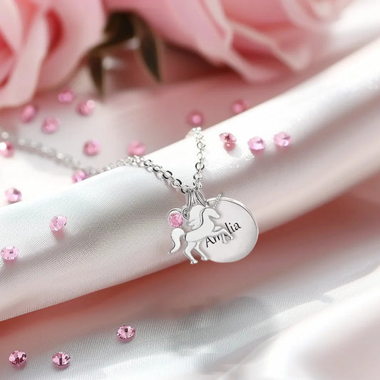 Lucky Unicorn Birthstone Necklacec