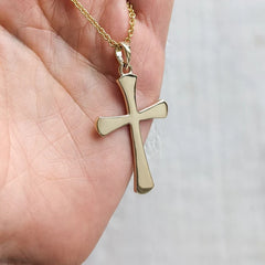 Men's Solid Gold Cross Necklace