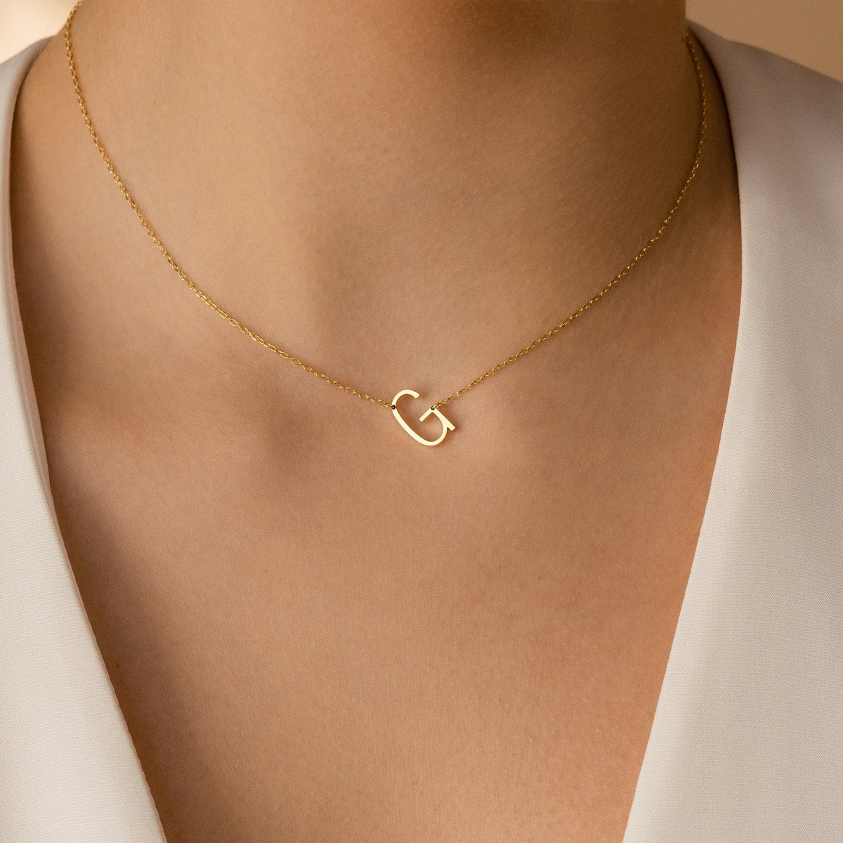 Mini Sideways Initial Necklace