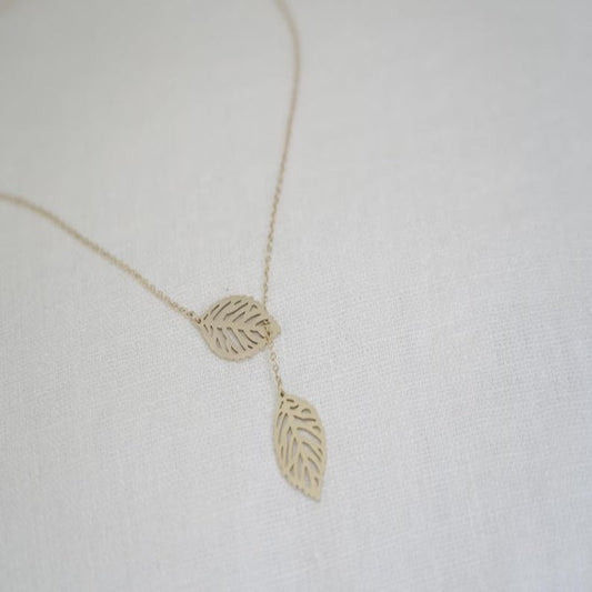 Minimalist Nature Two Leaf Necklace