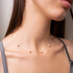 Minimalist Pink Pearls Necklace